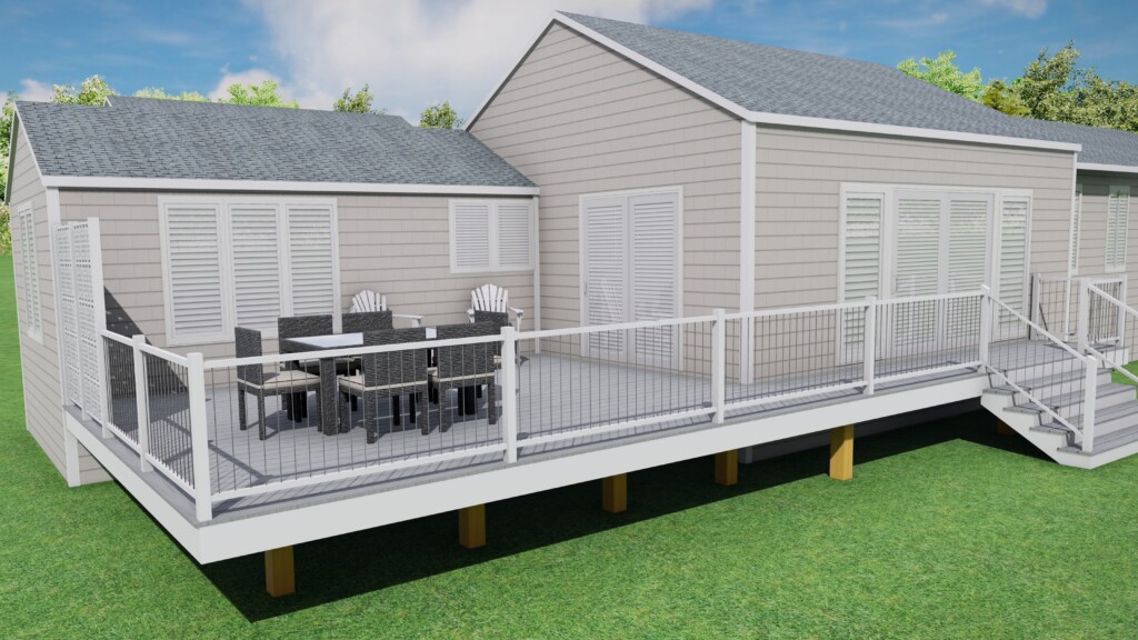 3D Rendering of a back deck by Deck Teck